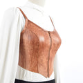 Cropped Leather Bustier Tan Lucy