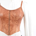 Cropped Leather Bustier Tan Lucy