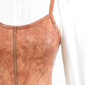 Cropped Leather Bustier Tan Lucy