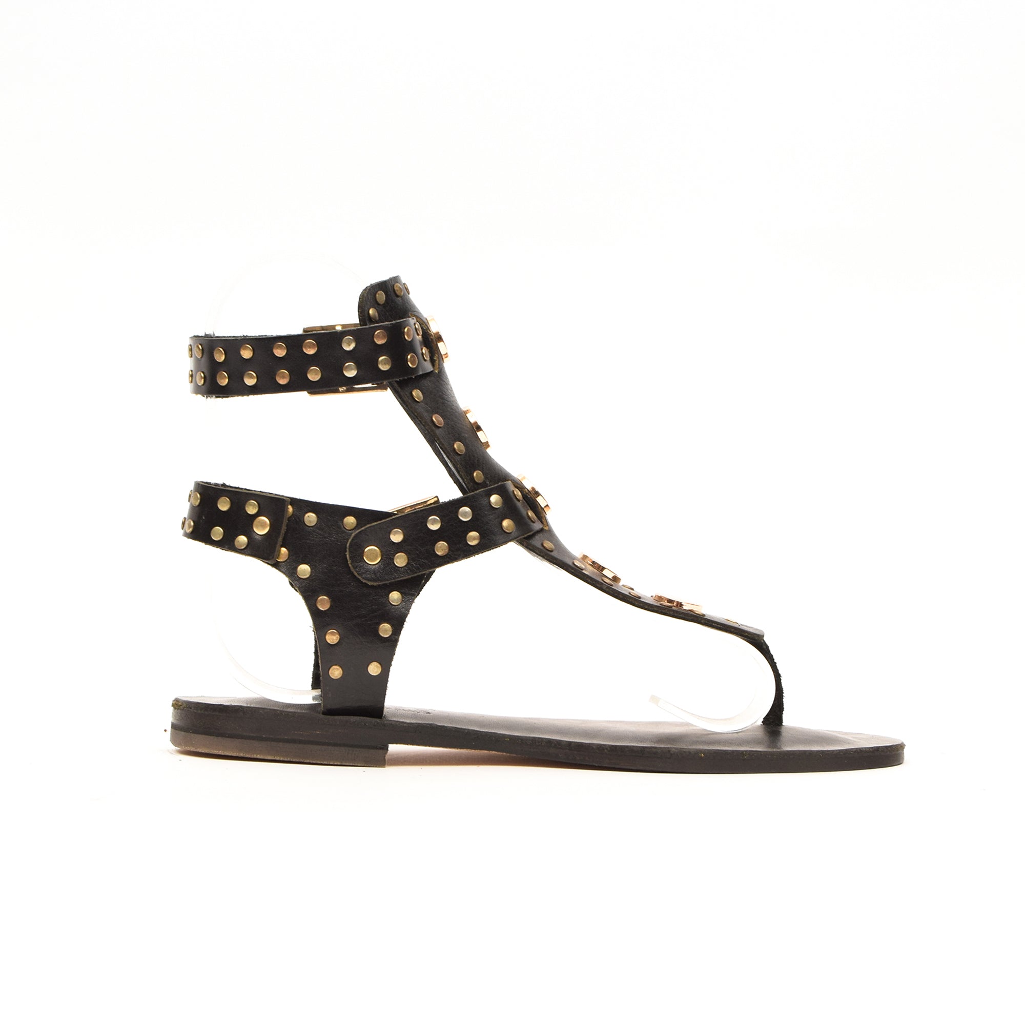 Dione Black Leather Women’s Sandals