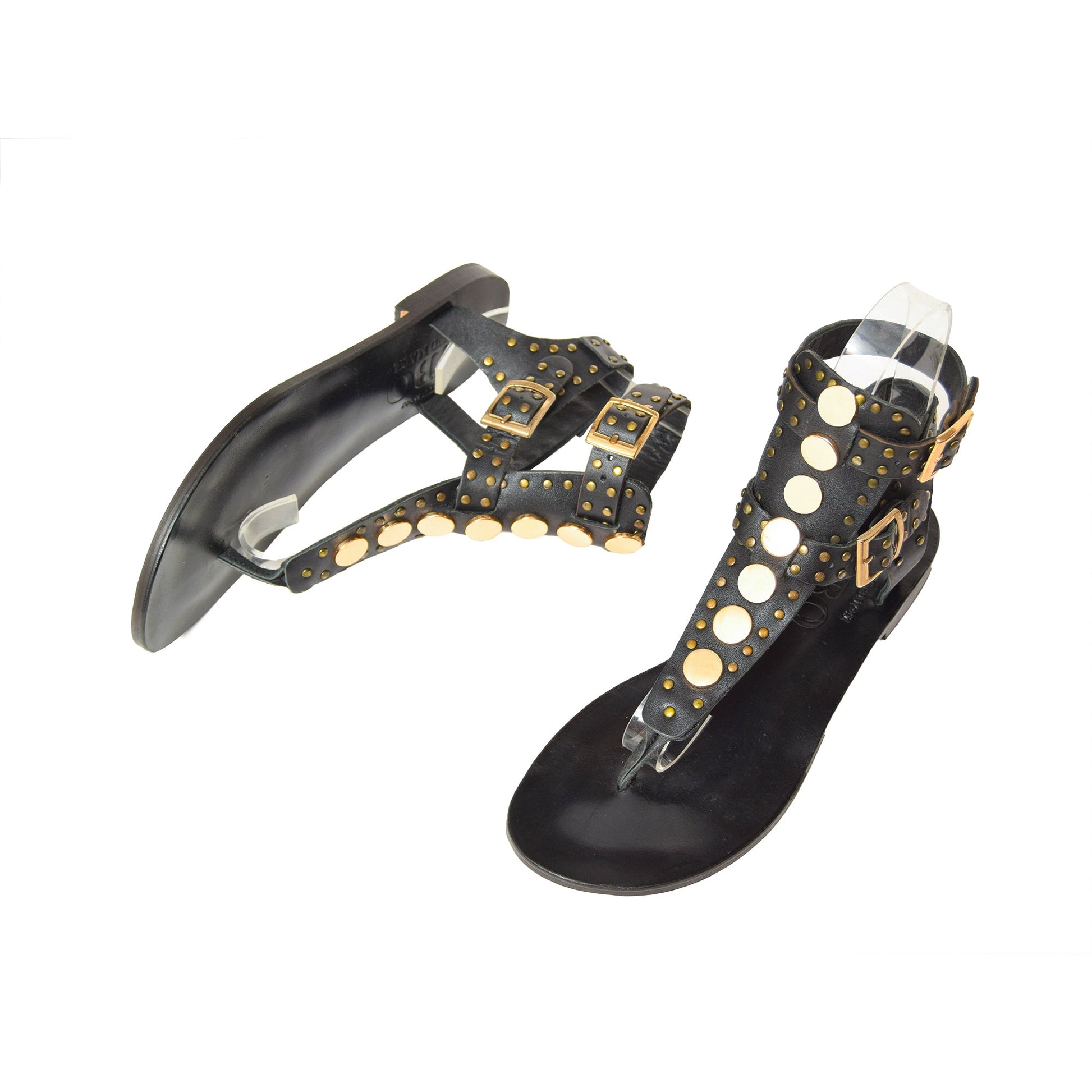 Dione Black Leather Women’s Sandals