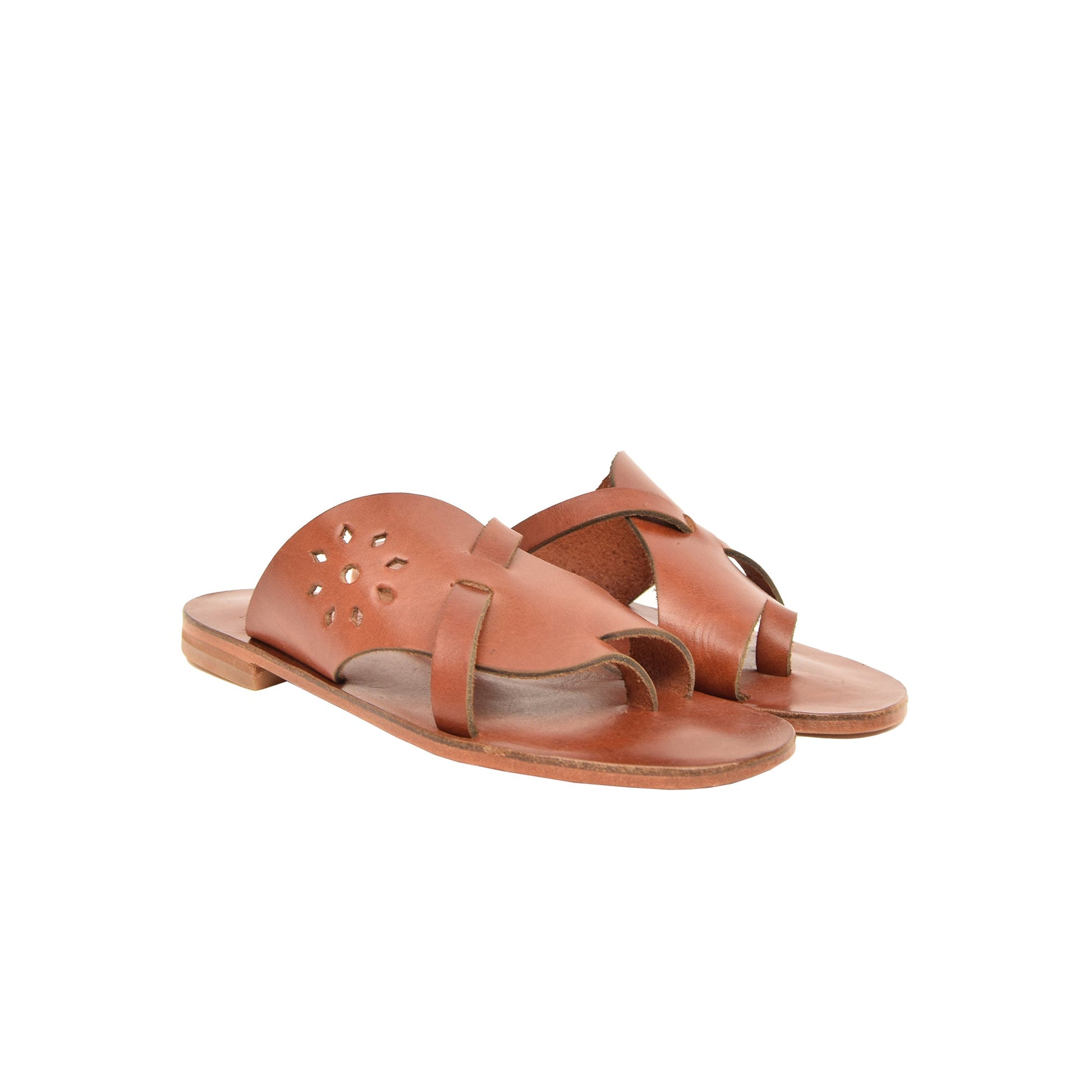 Euterpe Chestnut Brown Leather Women’s Slippers