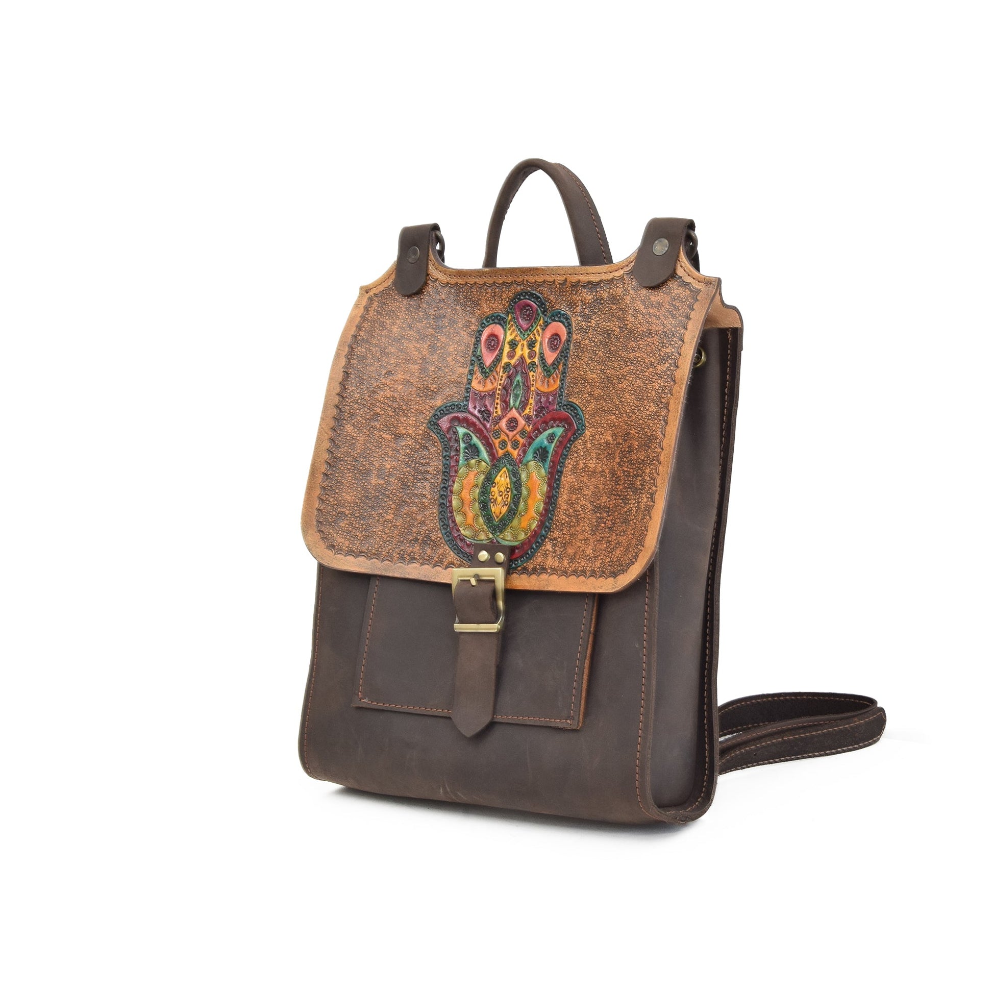 FIBO Brown Leather Backpacks