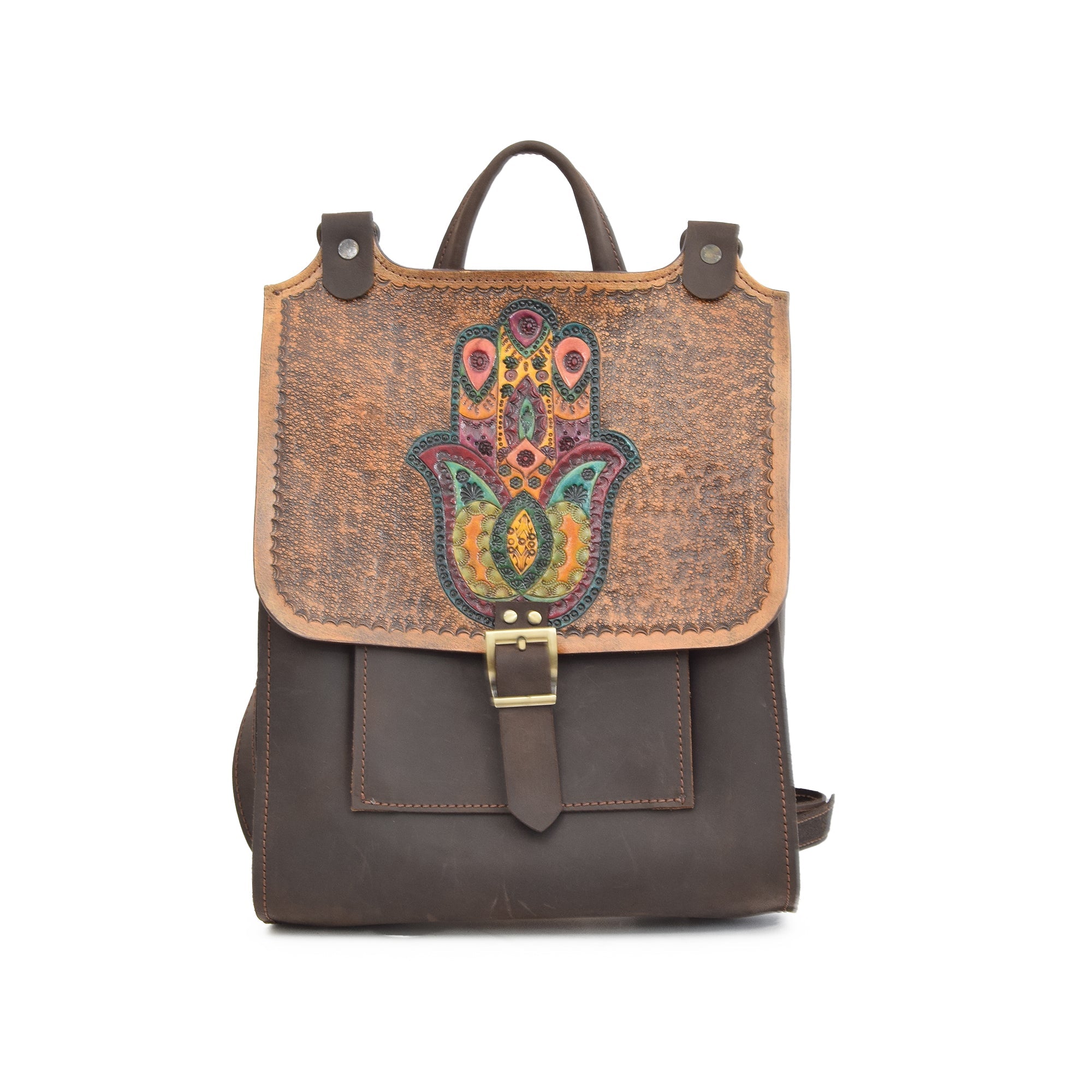 FIBO Brown Leather Backpacks