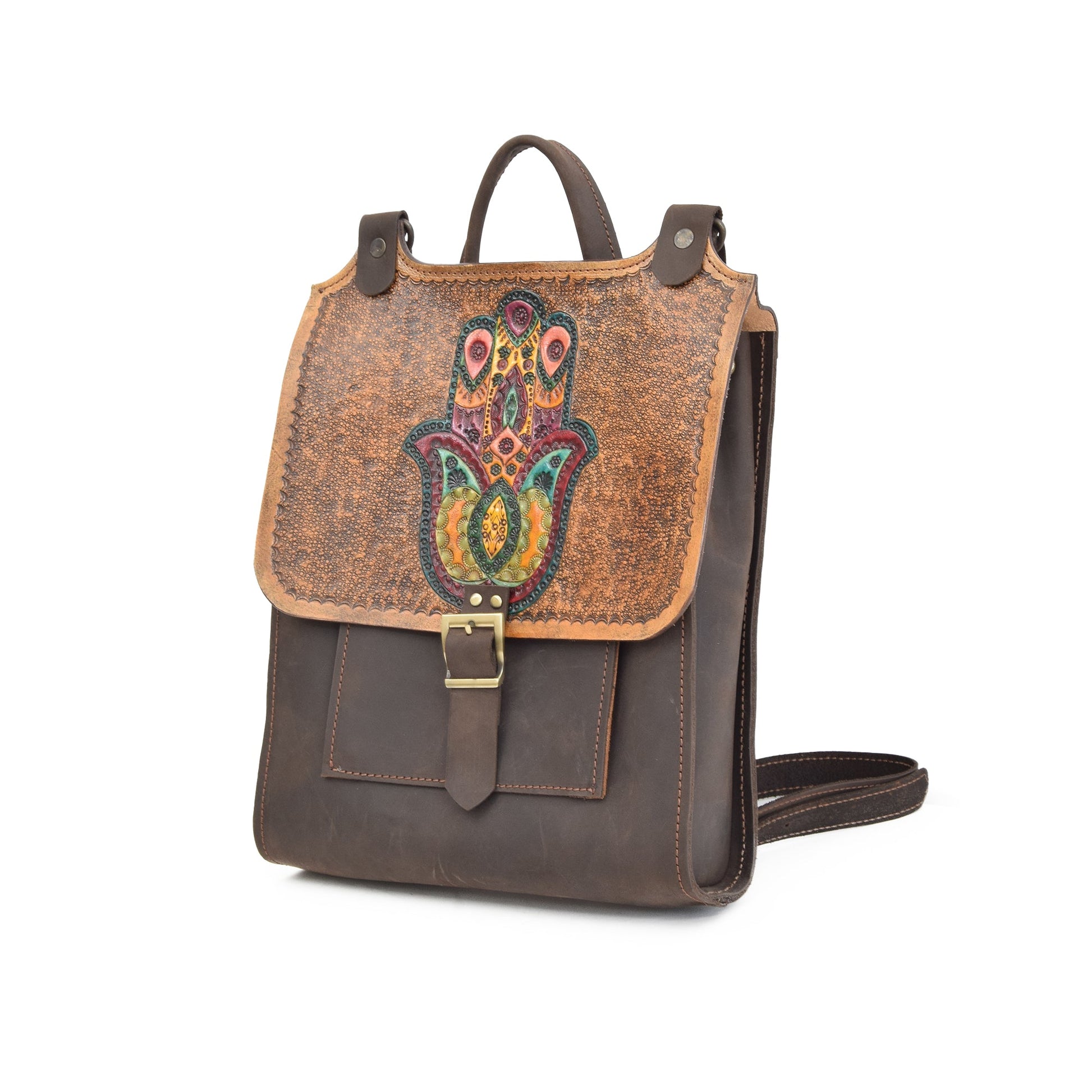 FIBO Brown Leather Backpacks