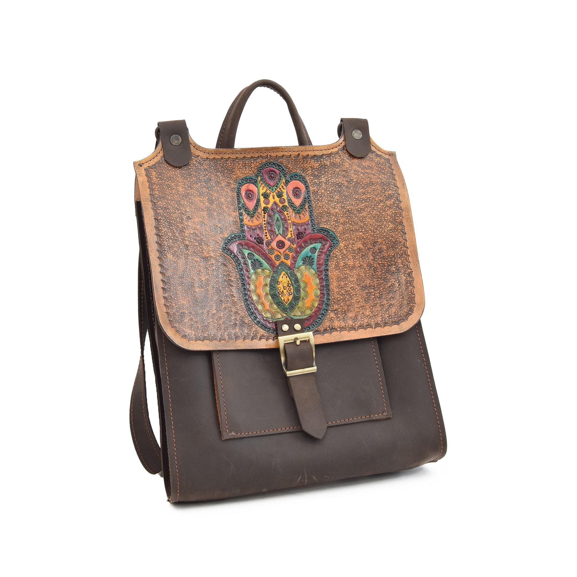 FIBO Brown Leather Backpacks