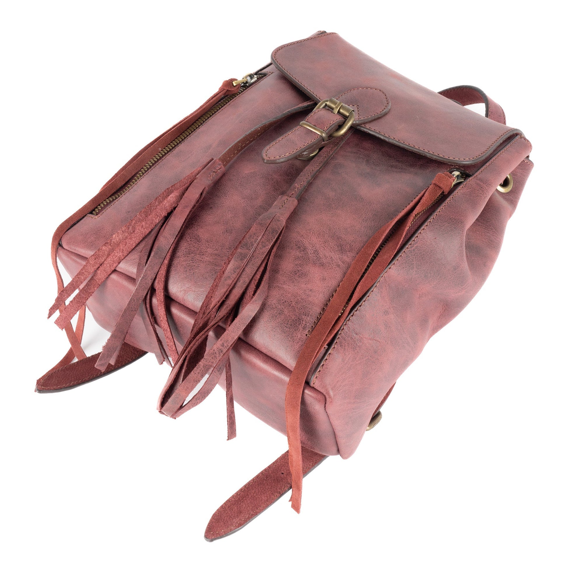 FIBO Burgundy Women’s Leather Backpack