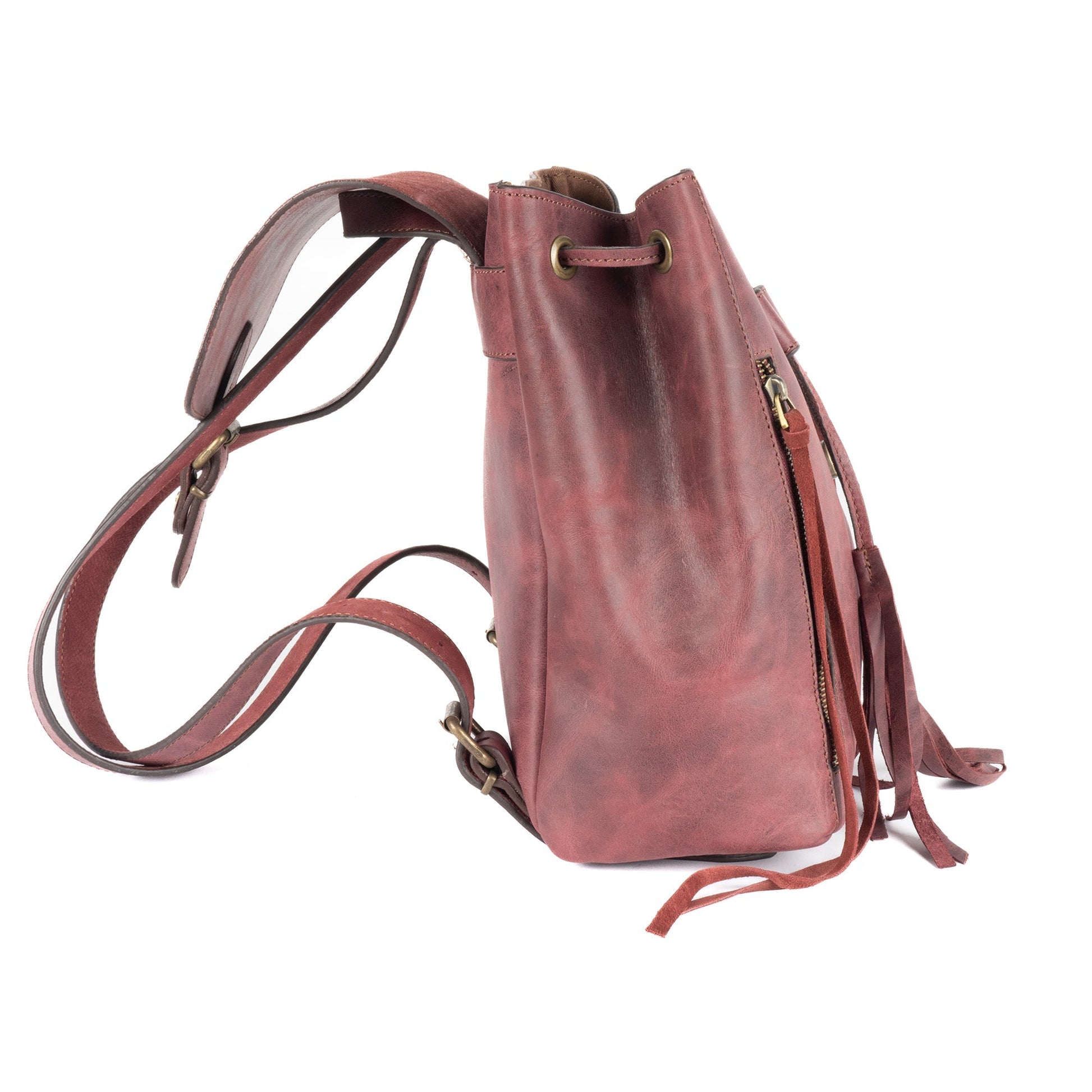 FIBO Burgundy Women’s Leather Backpack