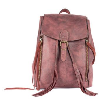 FIBO Burgundy Women’s Leather Backpack