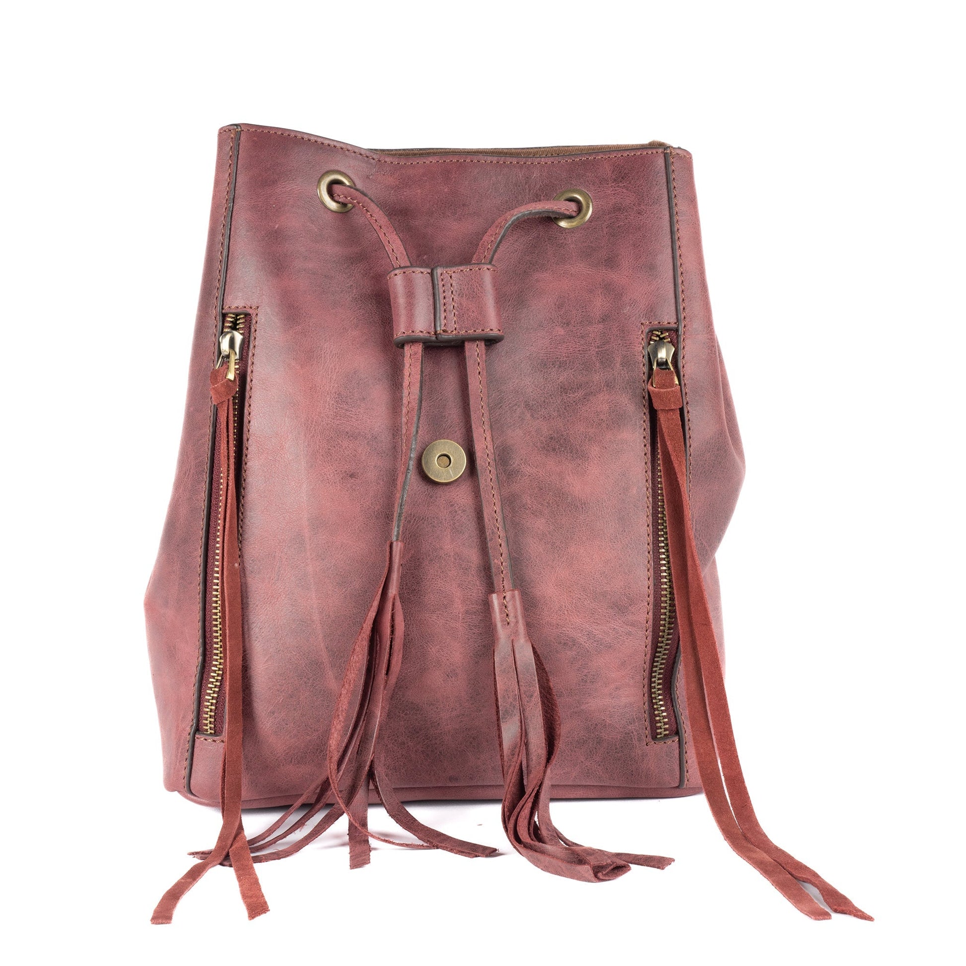 FIBO Burgundy Women’s Leather Backpack