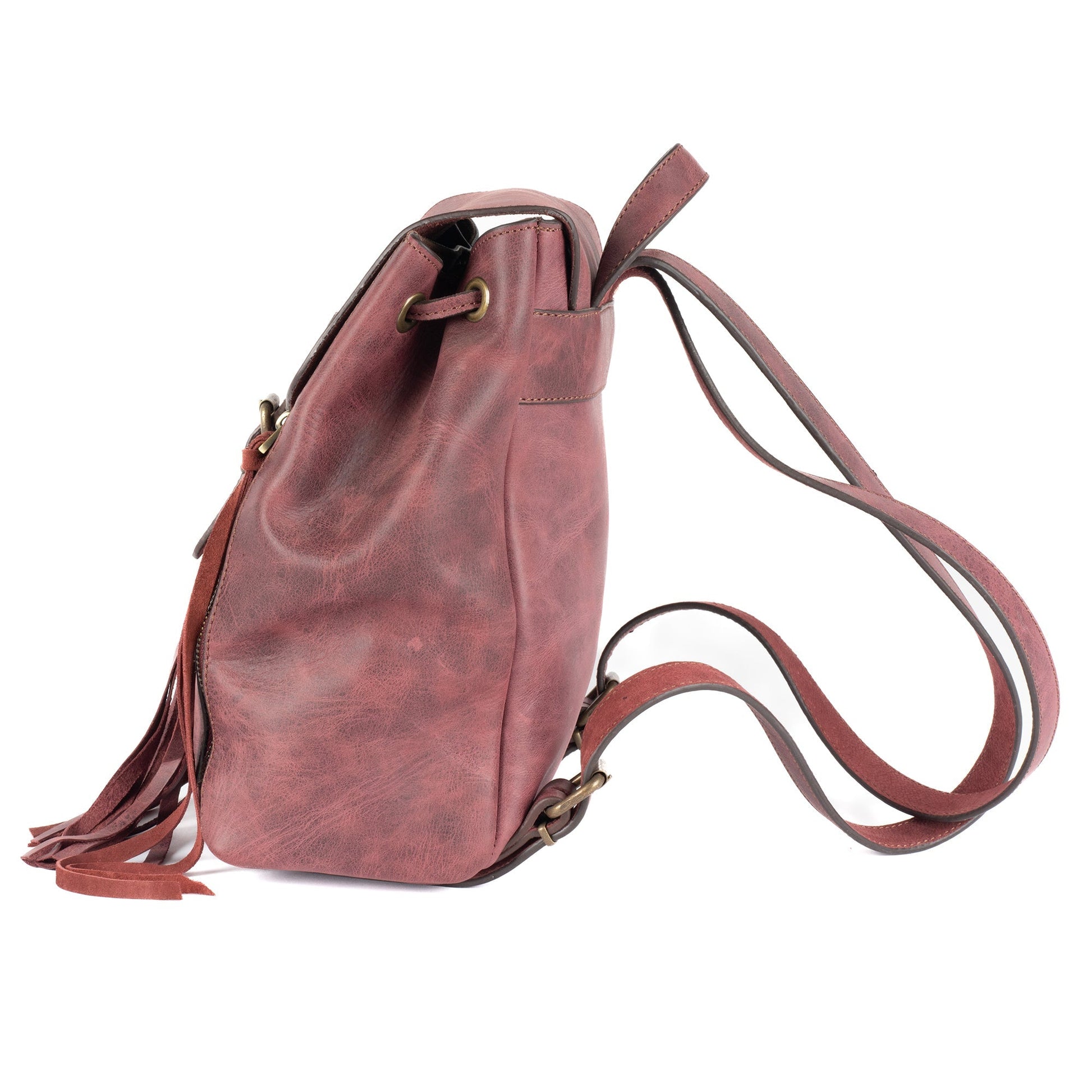 FIBO Burgundy Women’s Leather Backpack