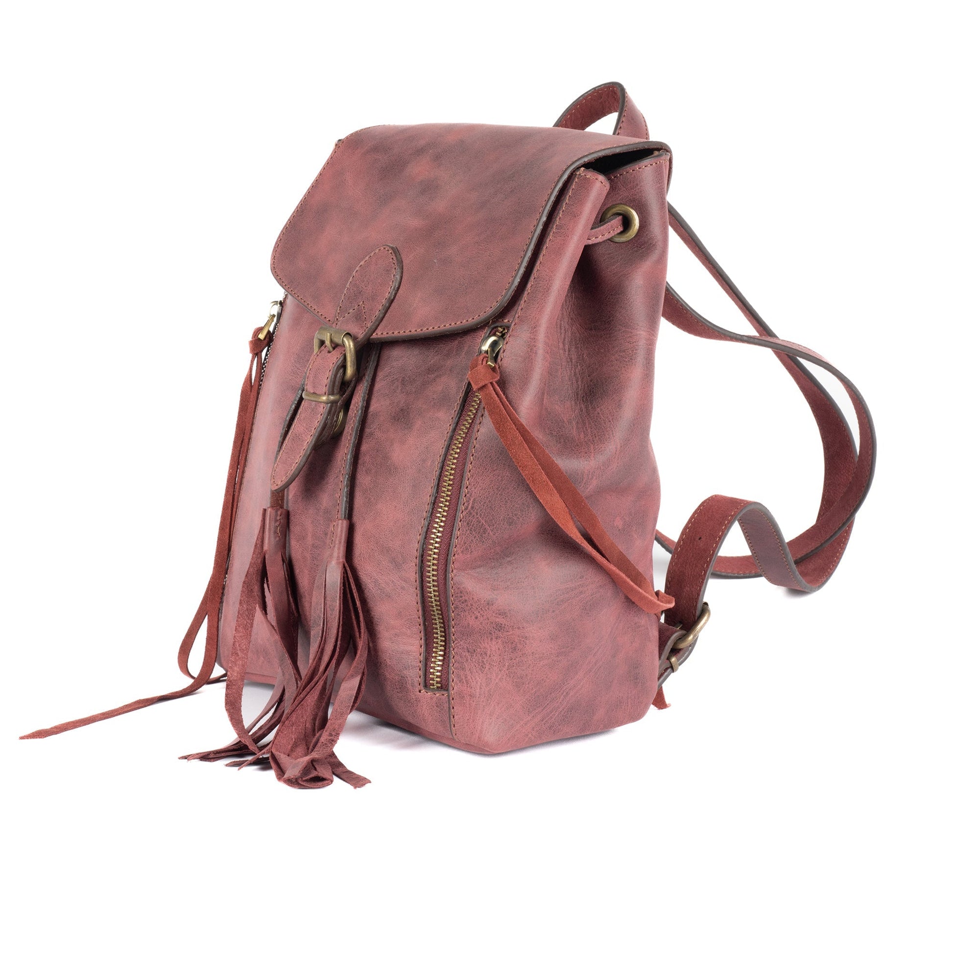 FIBO Burgundy Women’s Leather Backpack