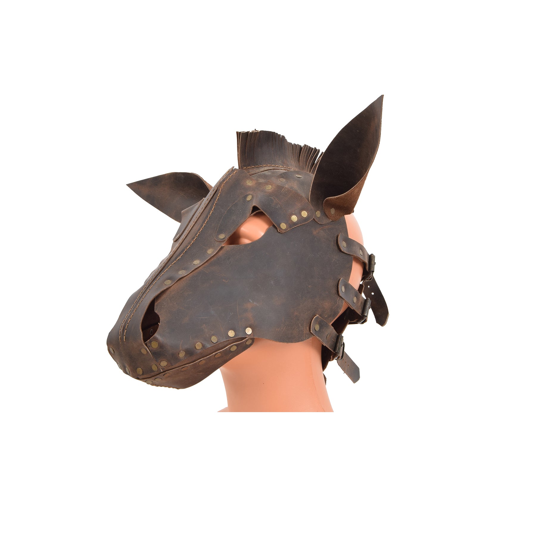 Full Face Horse Head Leather Mask