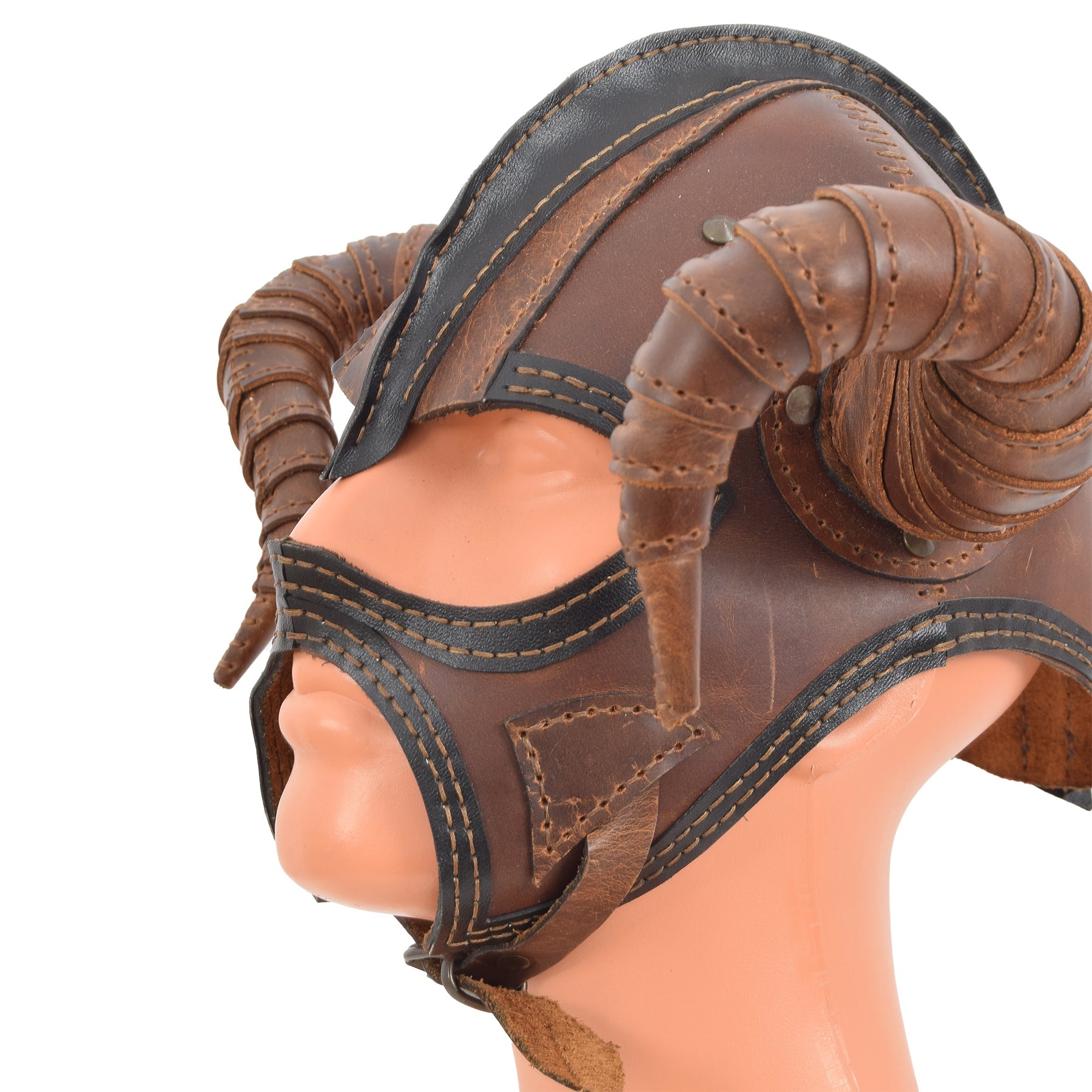 Full Face Wearable Horned Leather Mask