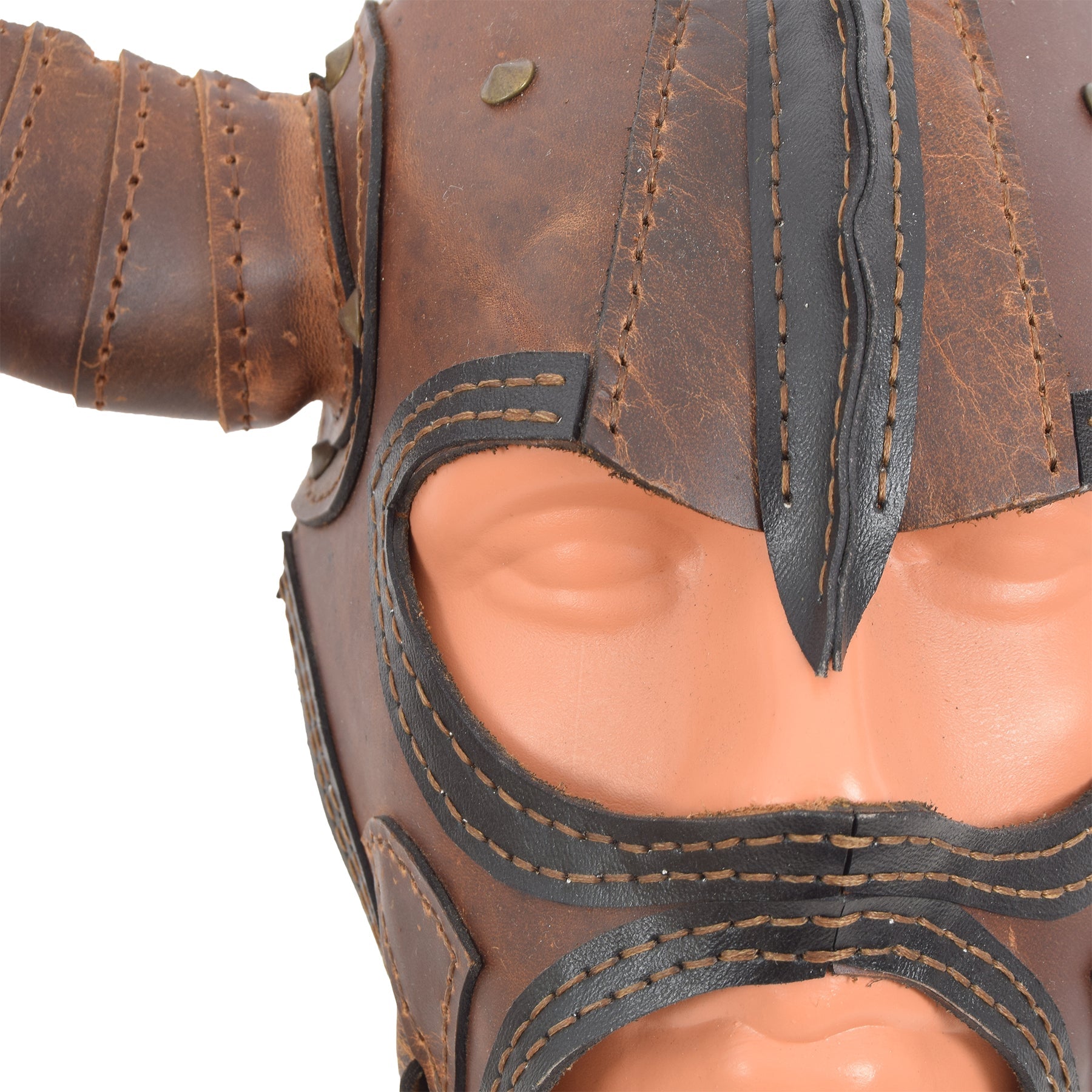 Full Face Wearable Horned Leather Mask