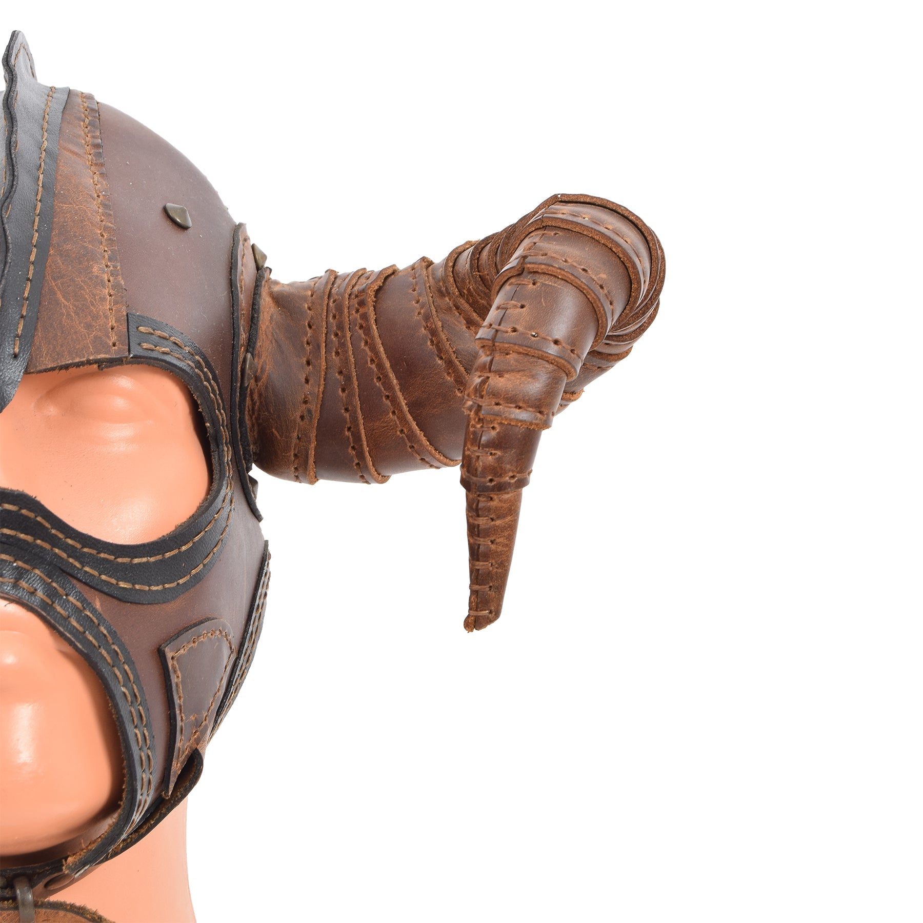 Full Face Wearable Horned Leather Mask