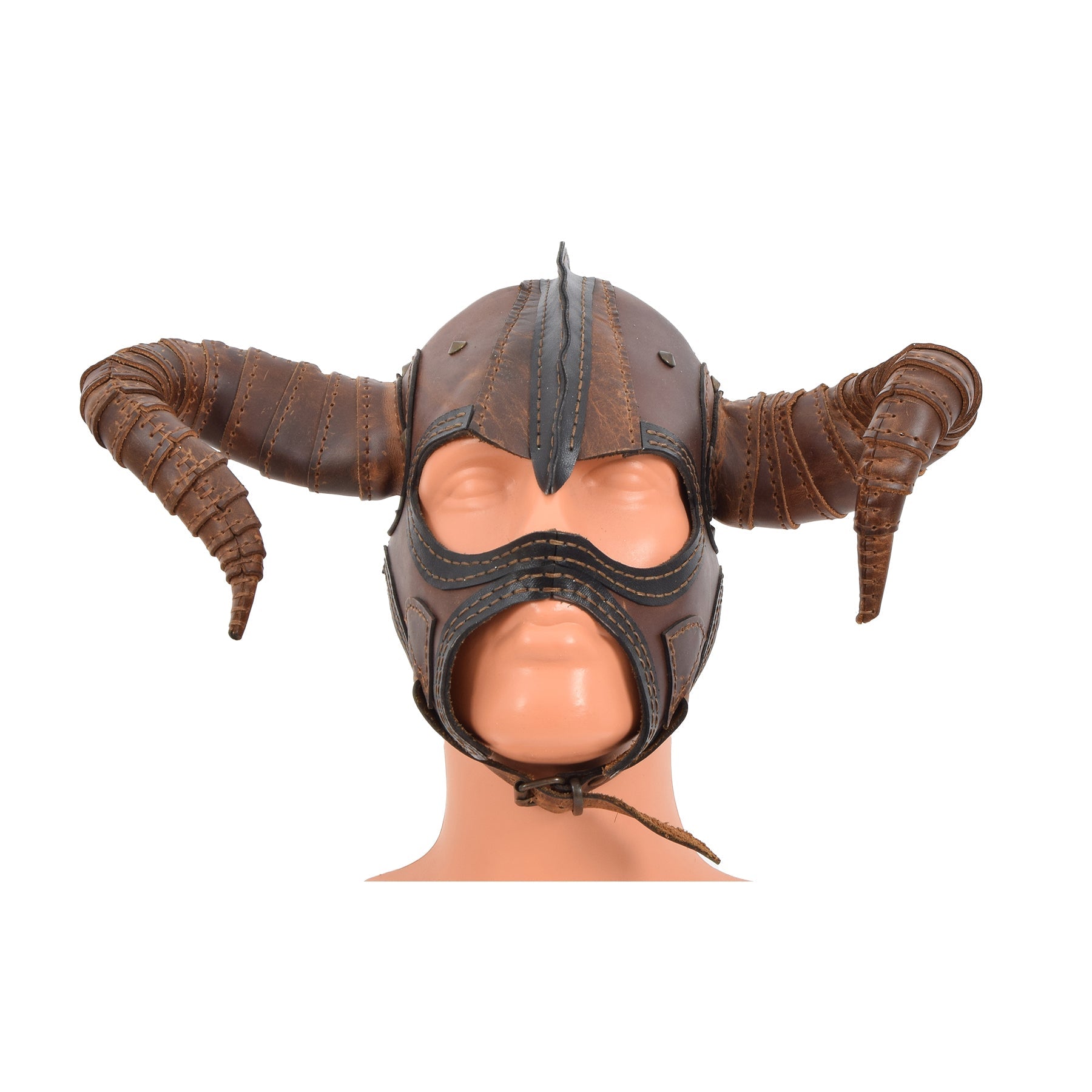 Full Face Wearable Horned Leather Mask