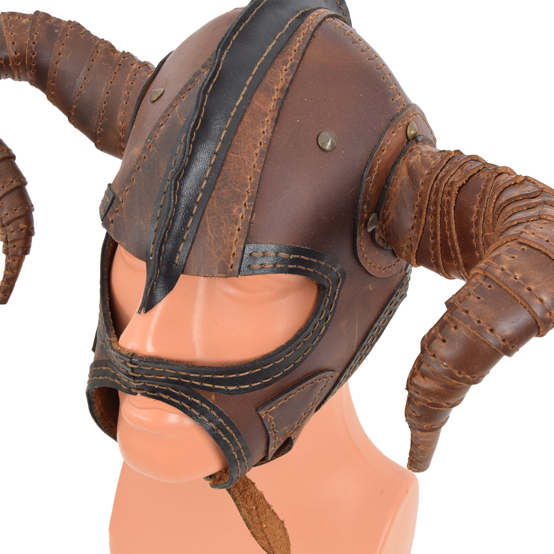 Full Face Wearable Horned Leather Mask