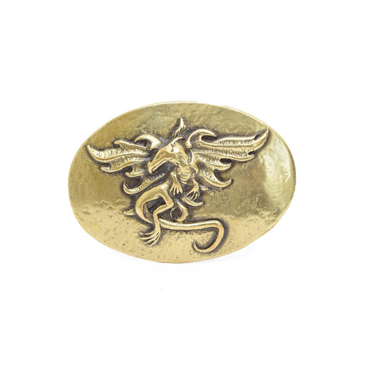 Gold Toned Removable Metal Belt Buckle Gold Dragon