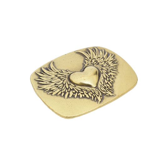 Gold Toned Removable Metal Belt Buckle Heart of Wings