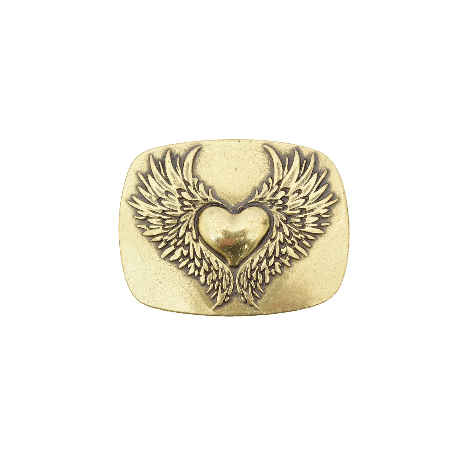 Gold Toned Removable Metal Belt Buckle Heart of Wings