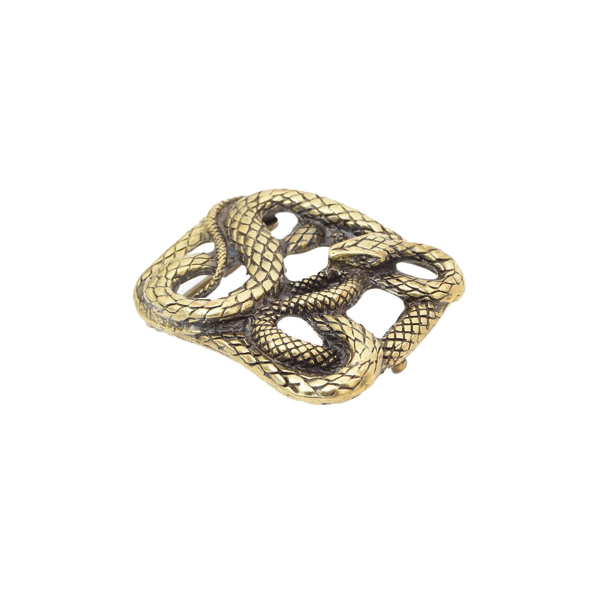 Gold Toned Removable Metal Belt Buckle Serpentine Serpent