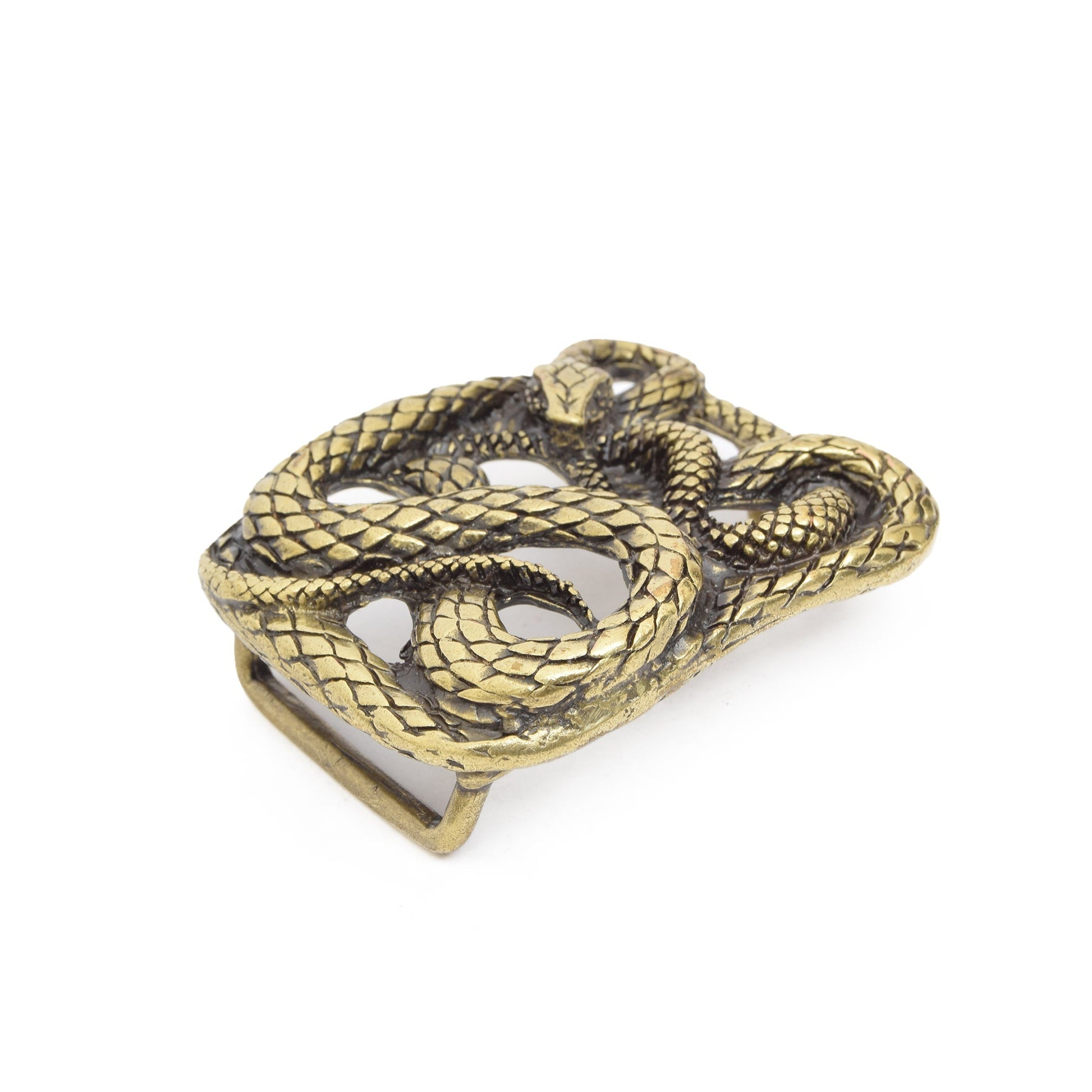 Gold Toned Removable Metal Belt Buckle Serpentine Serpent