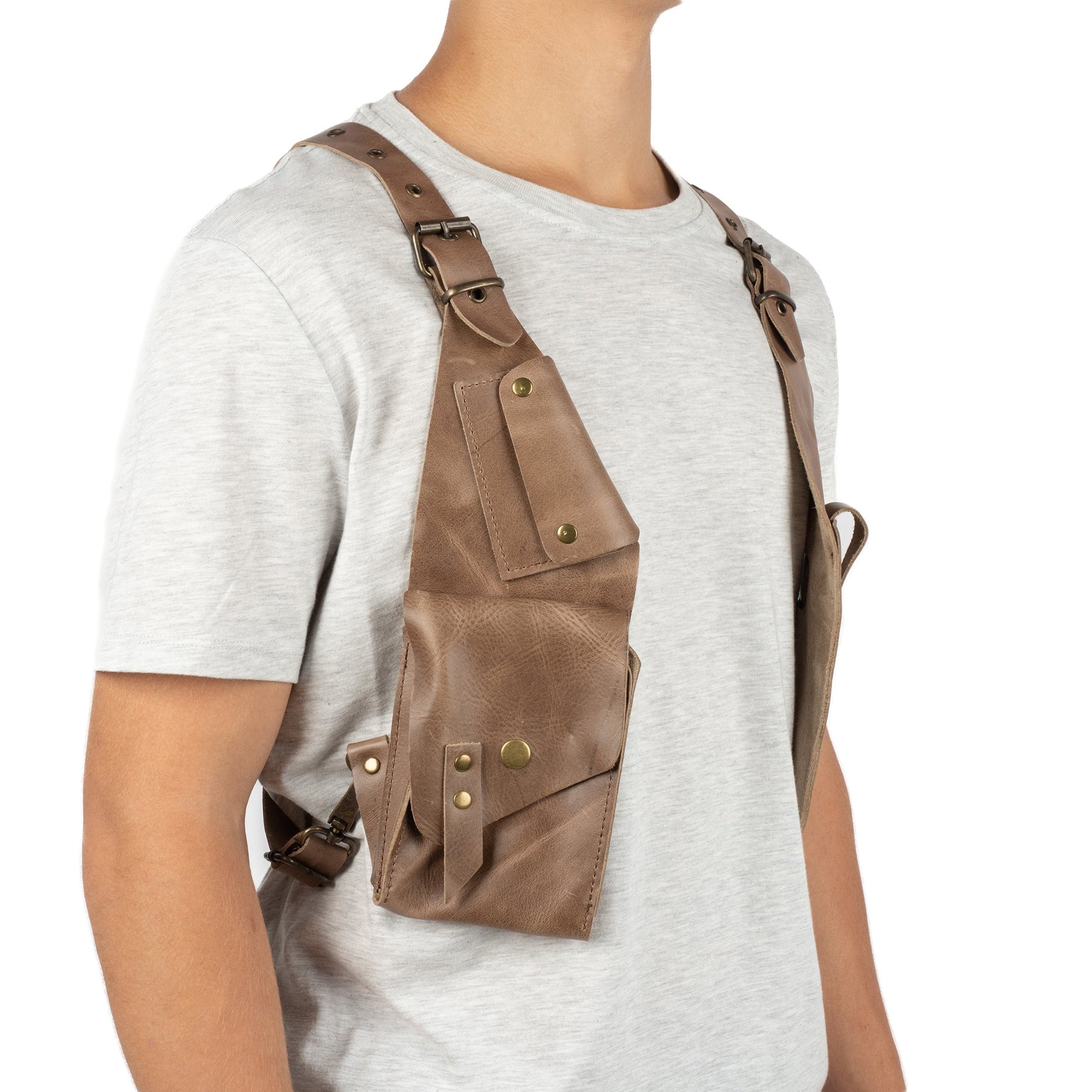 Gray Shoulder Leather Holster With Pocket Capella