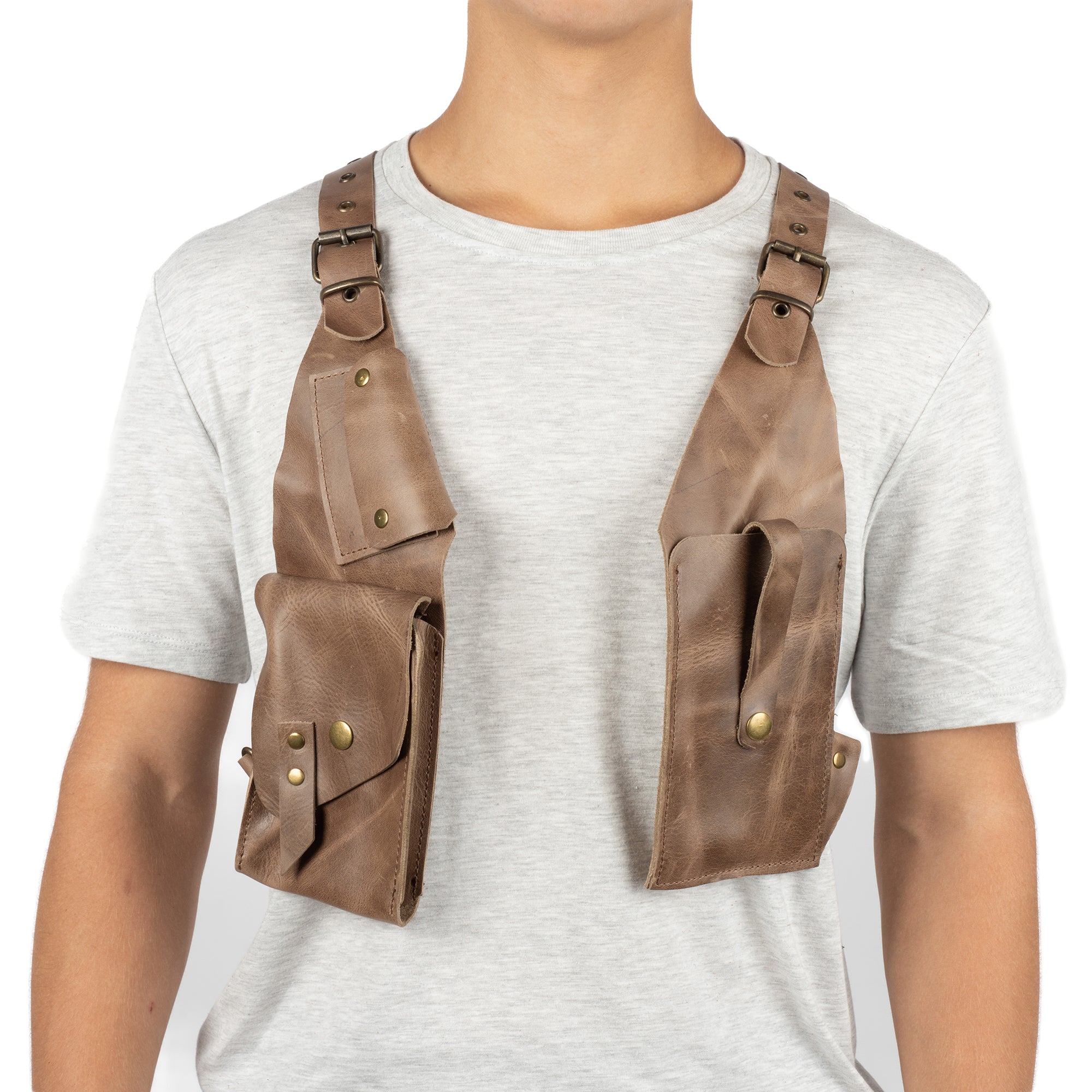 Gray Shoulder Leather Holster With Pocket Capella