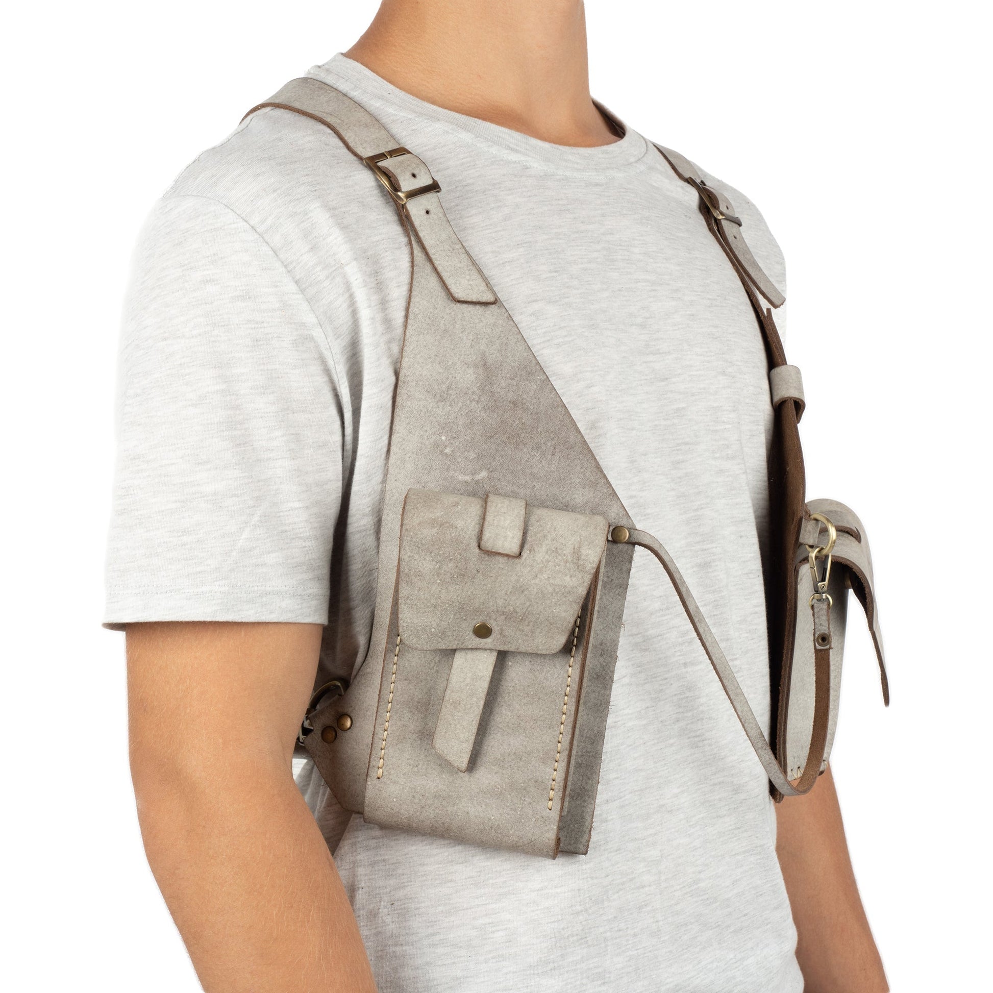 Gray Shoulder Leather Holster With Pocket Regulus