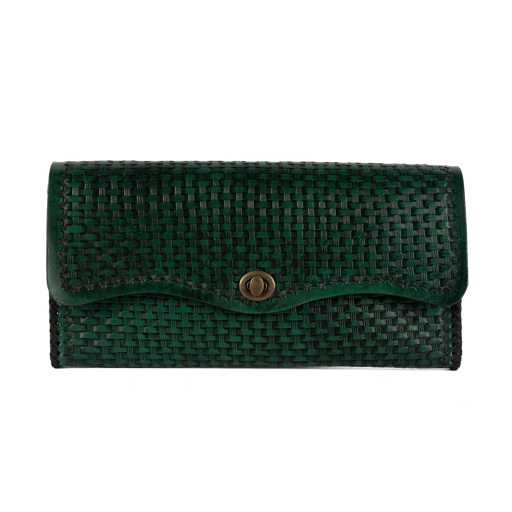 Green Leather Carved & Crafted Hand Bags Hypodelphia