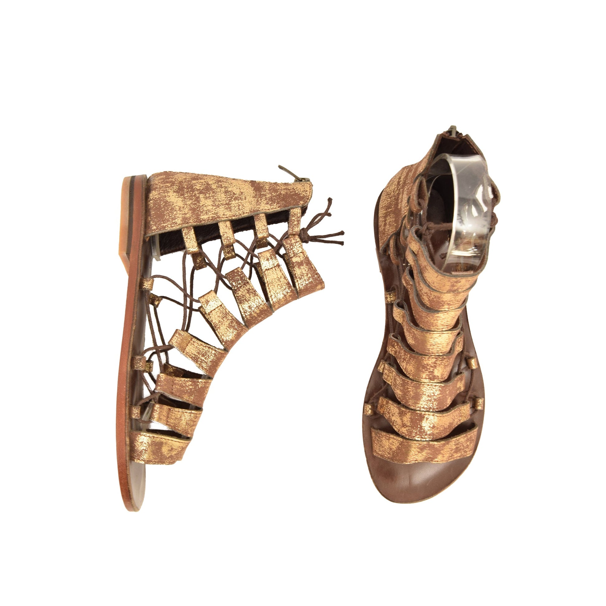 Hestia Gold Leather Women’s Sandals