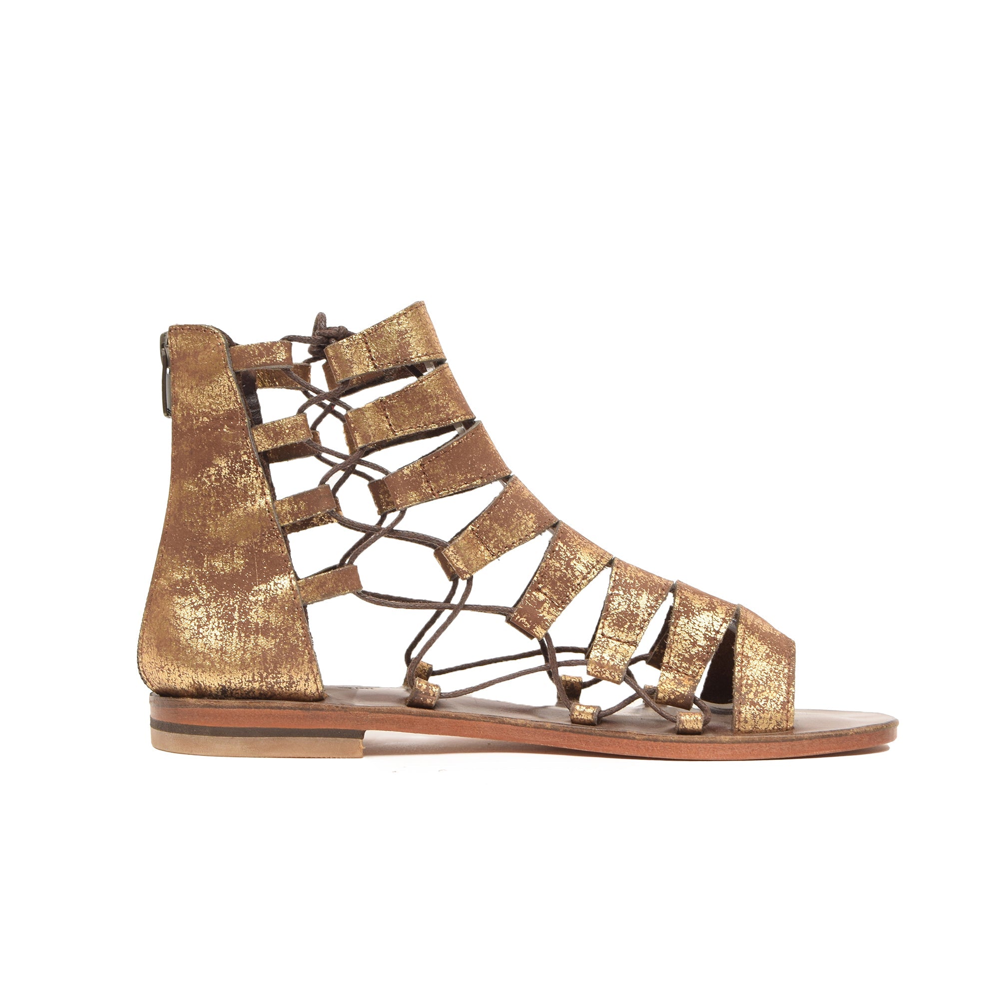 Hestia Gold Leather Women’s Sandals