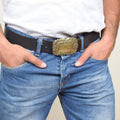 Leather Belt Black with Changeable Buckle Bolt