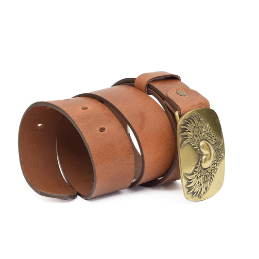 Leather Belt Tan with Changeable Buckle Collosus