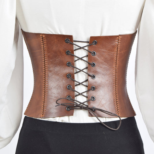 Leather Bustier Brown Madison