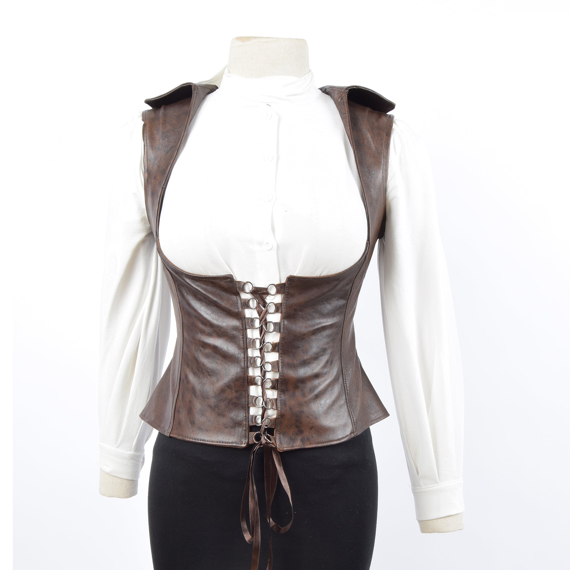 Leather Bustier Chestnut Brown VividAurora