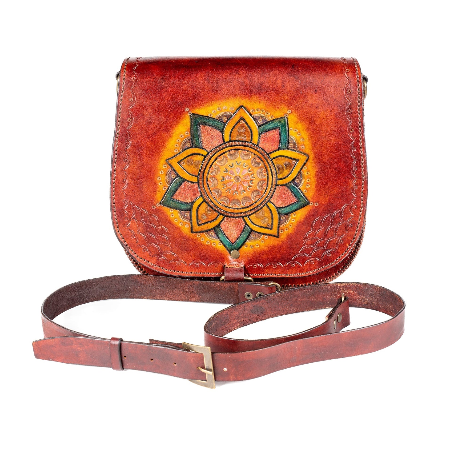 Leather Carved & Crafted Hand Bag Amisos