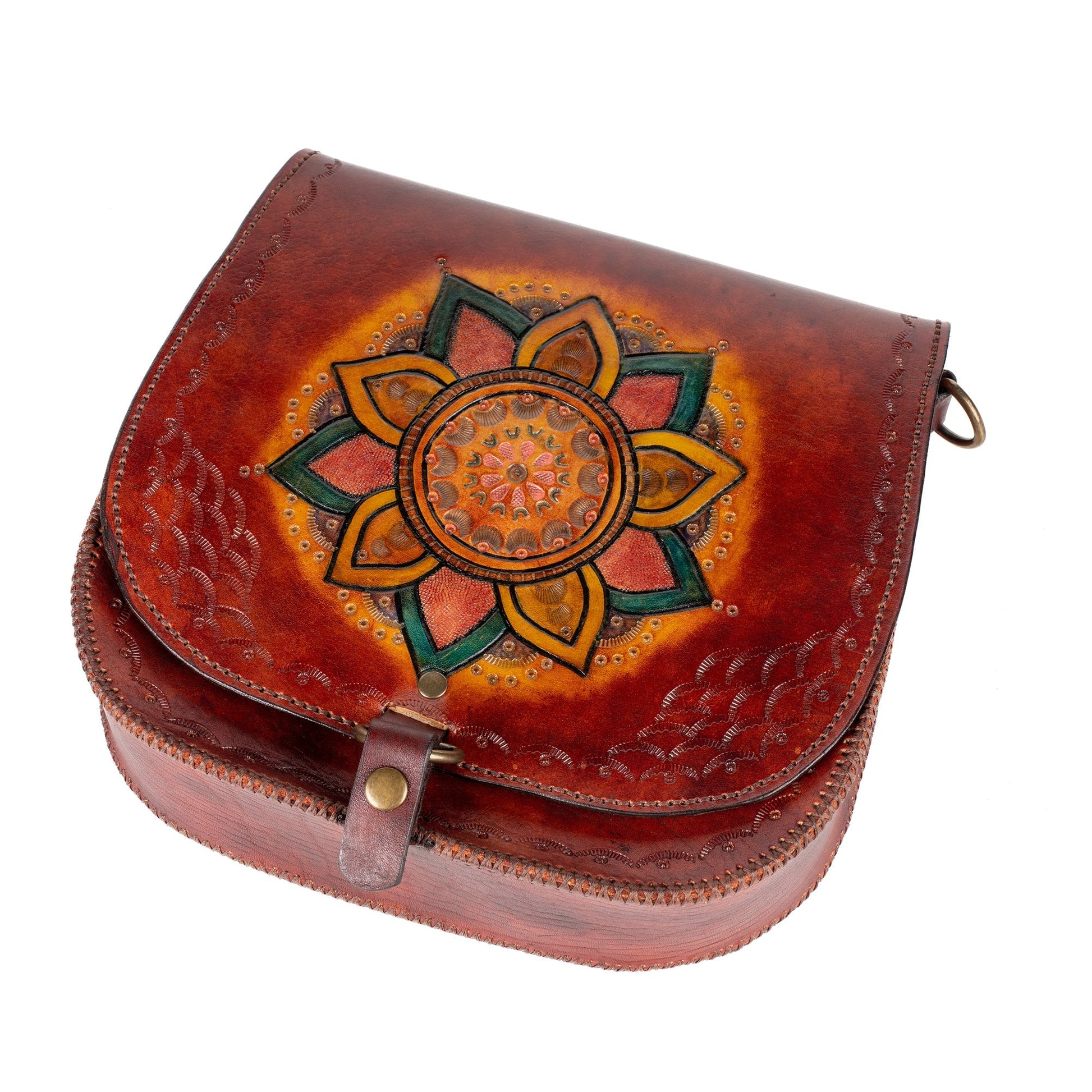 Leather Carved & Crafted Hand Bag Amisos