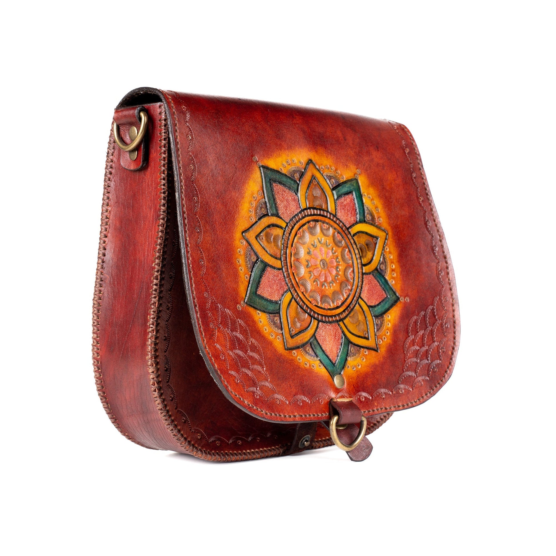 Leather Carved & Crafted Hand Bag Amisos