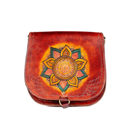 Leather Carved & Crafted Hand Bag Amisos