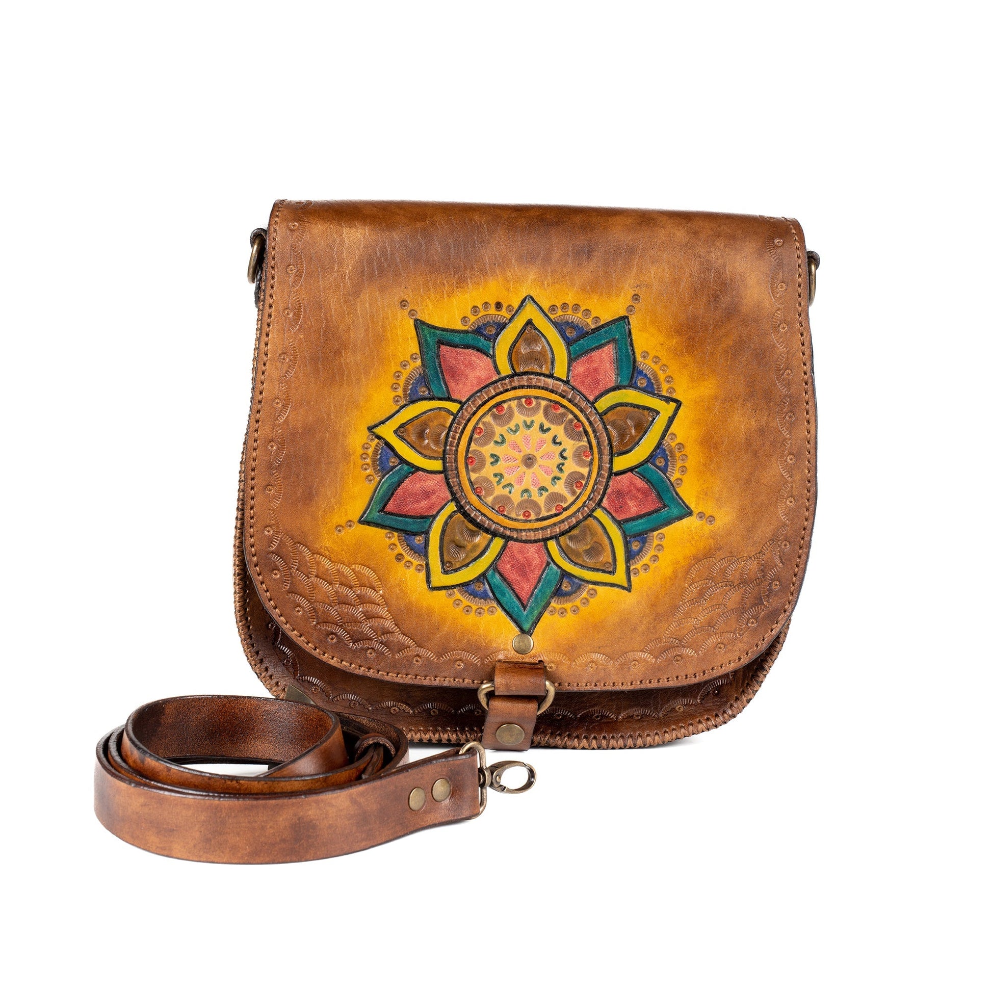 Leather Carved & Crafted Hand Bag Amisos