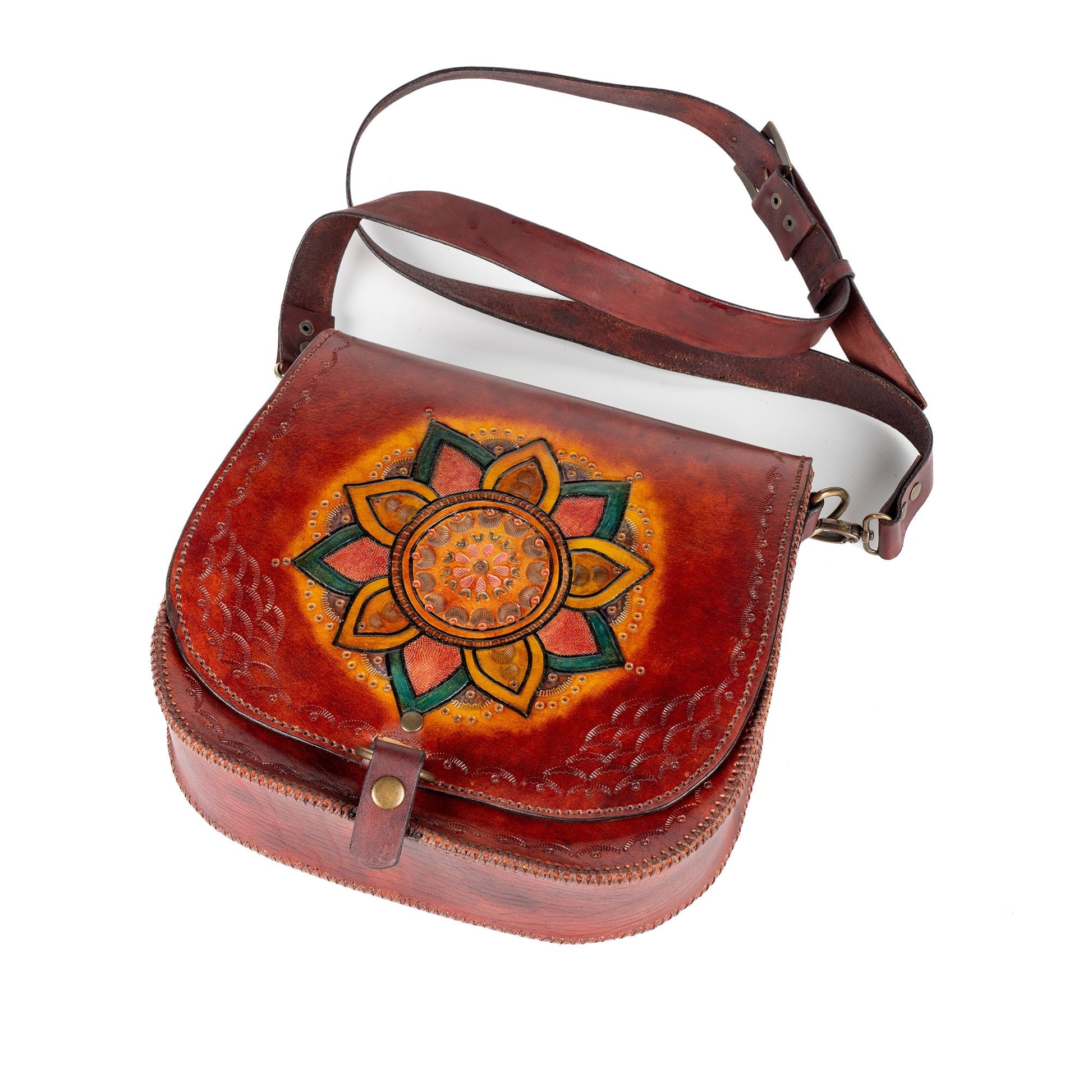 Leather Carved & Crafted Hand Bag Amisos