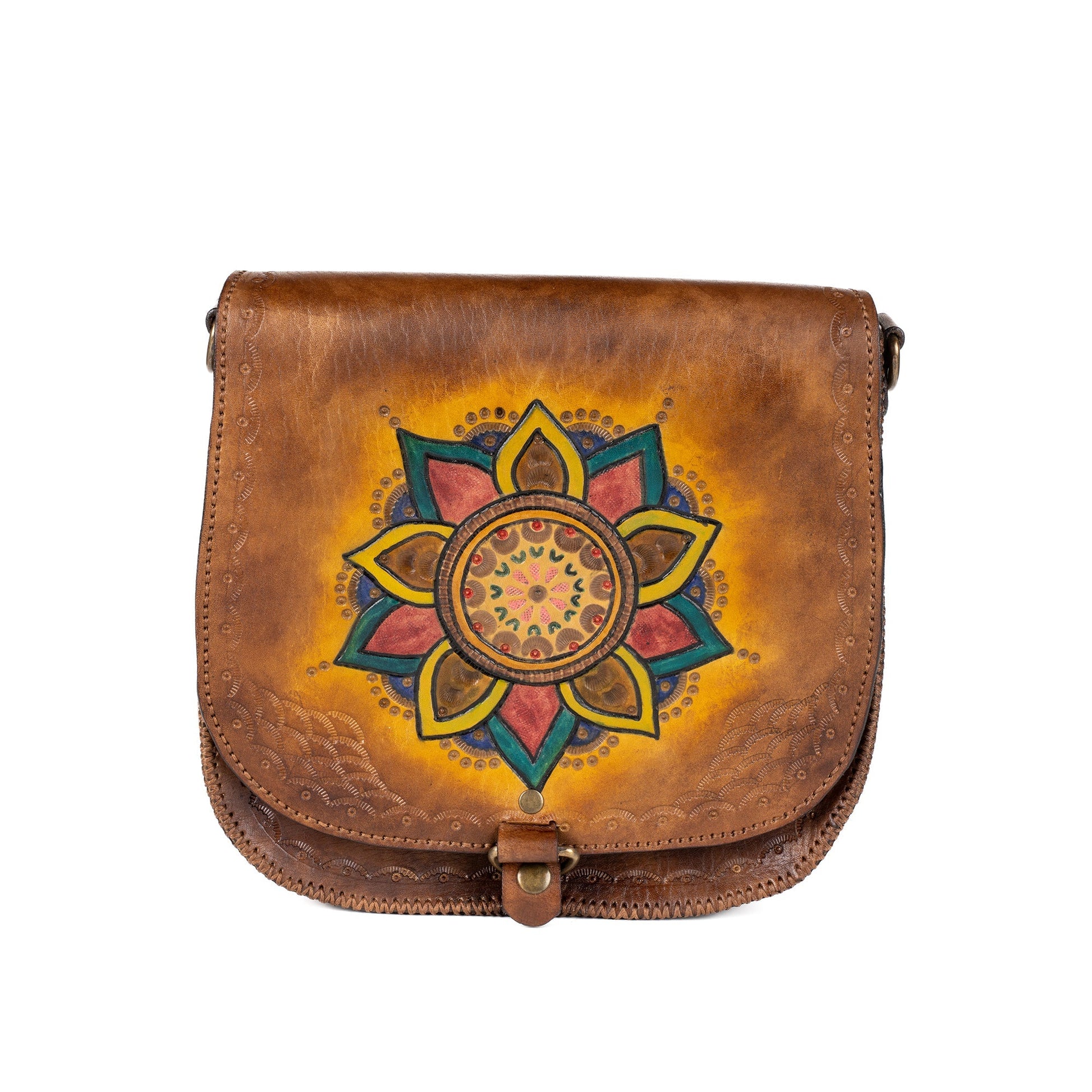 Leather Carved & Crafted Hand Bag Amisos