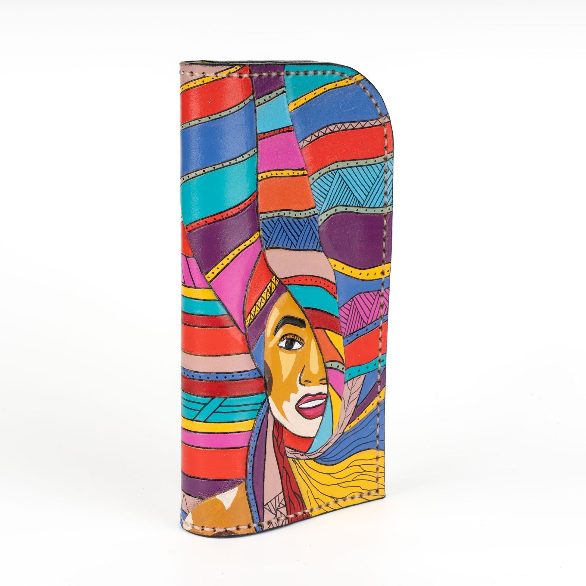 Leather Carved & Crafted Wallet Women Colorfull