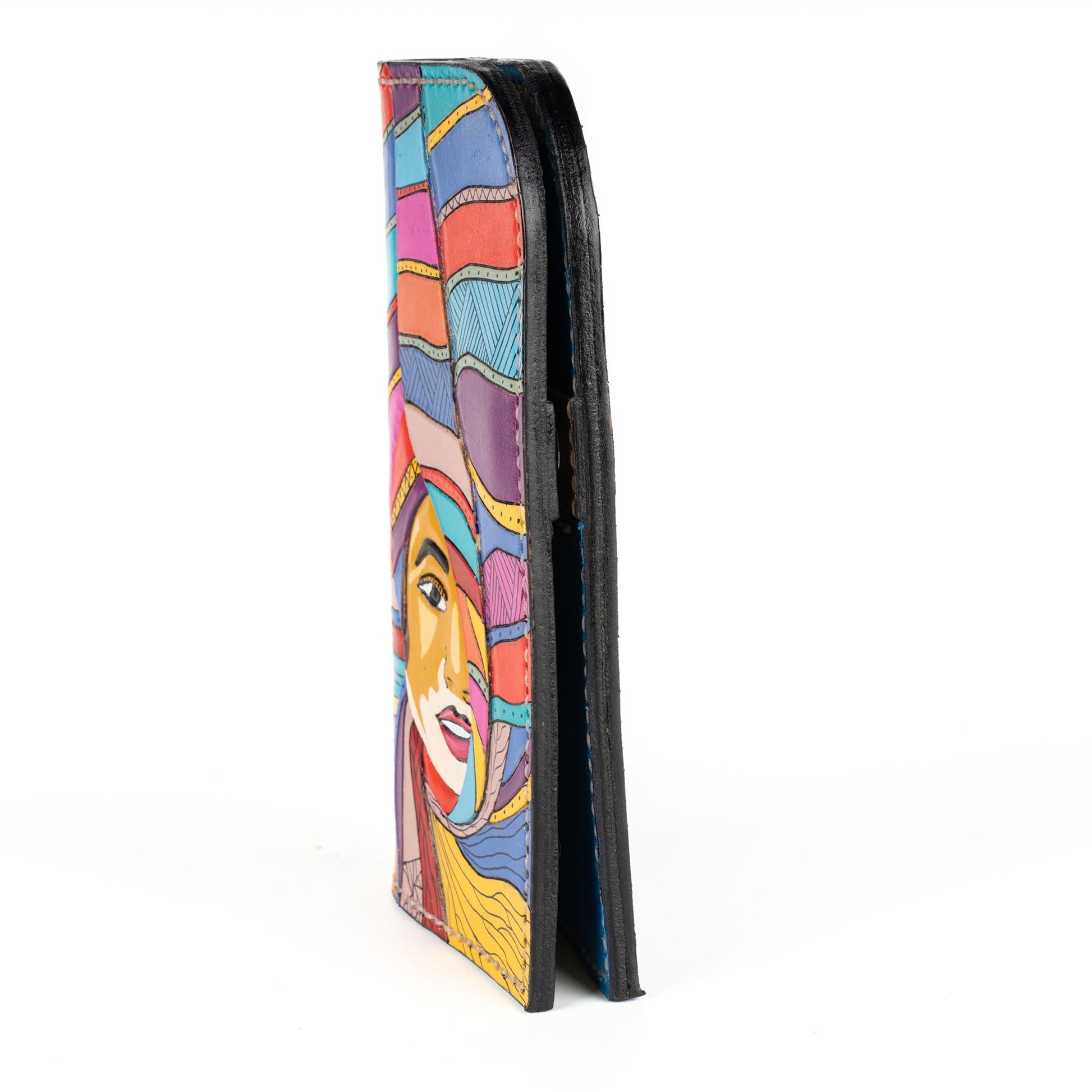 Leather Carved & Crafted Wallet Women Colorfull