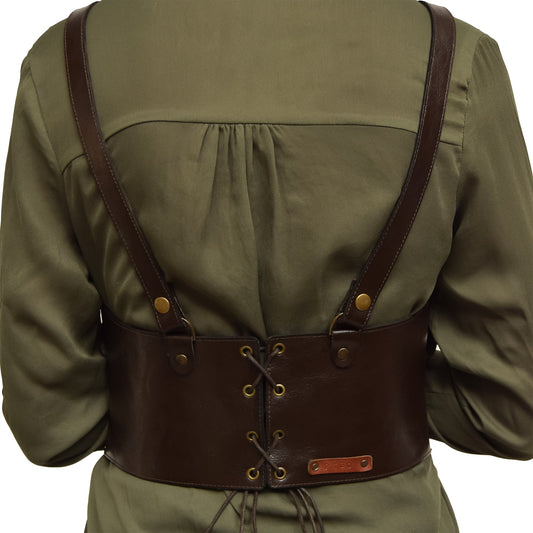 Leather Corset Brown Hecato