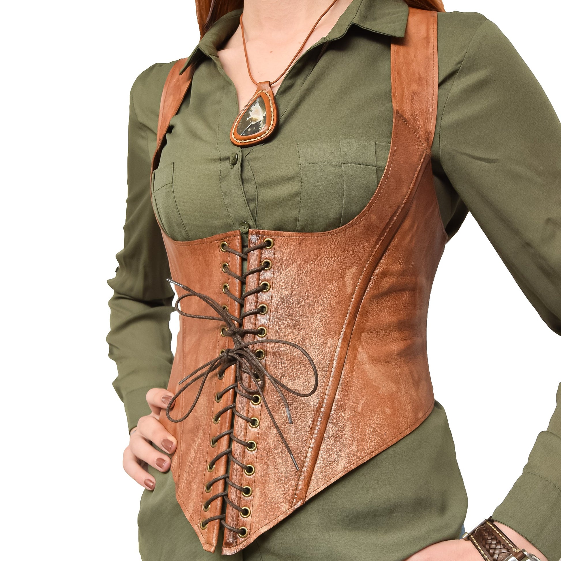 Leather Corset Light Brown Lady