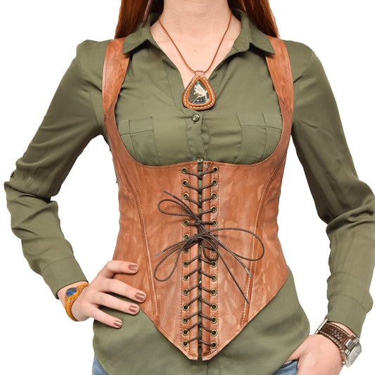 Leather Corset Light Brown Lady