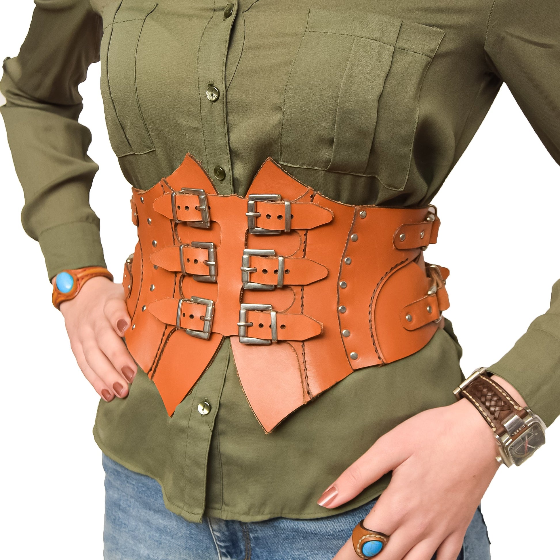 Leather Corset Tan Glamour